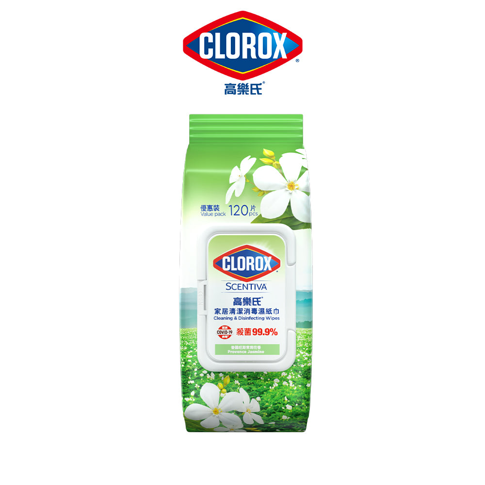 CLOROX高樂氏-香薰居家殺菌濕紙巾-120片-茉莉花香