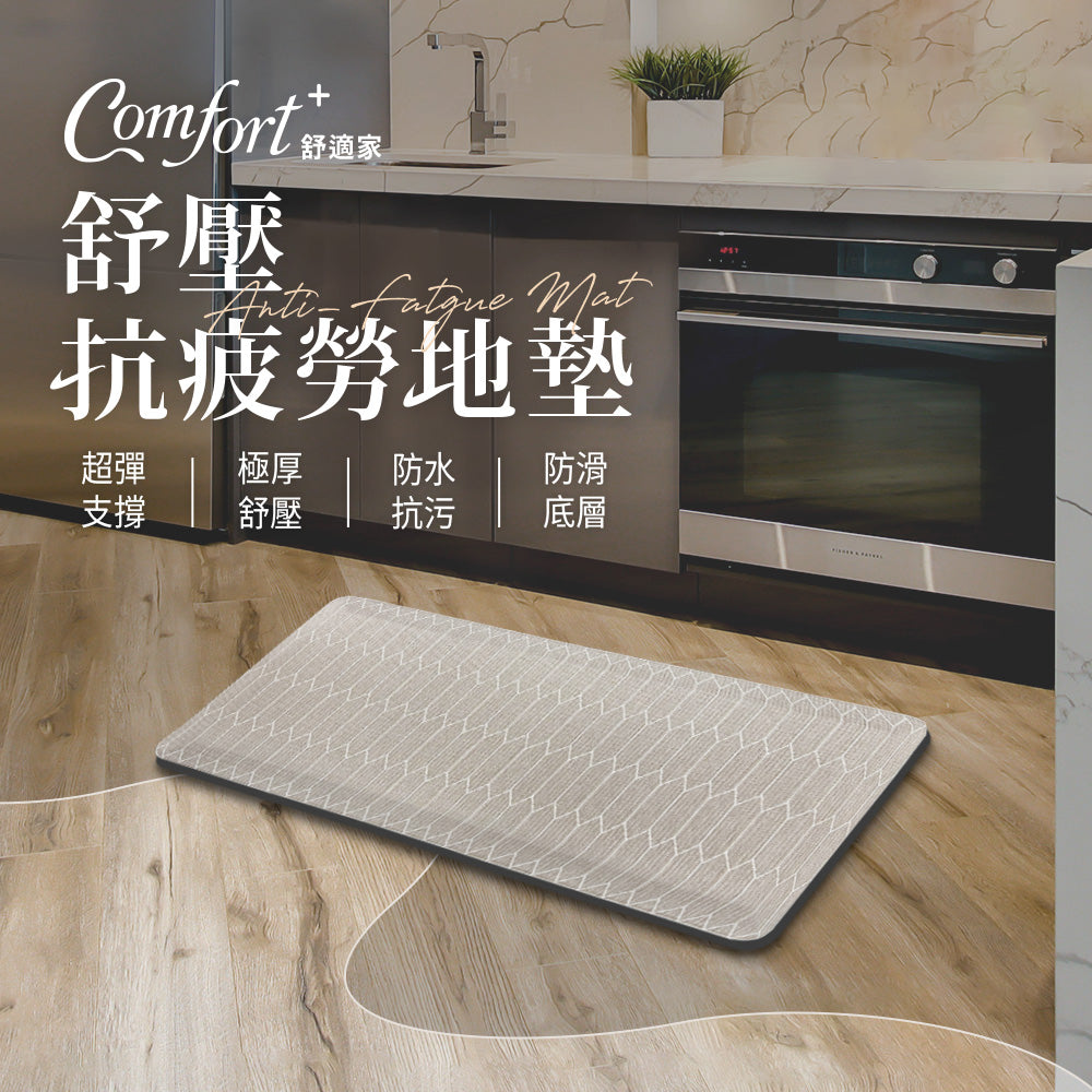 【Comfort+舒適家】舒壓抗疲勞地墊-灰藍色/燕麥色