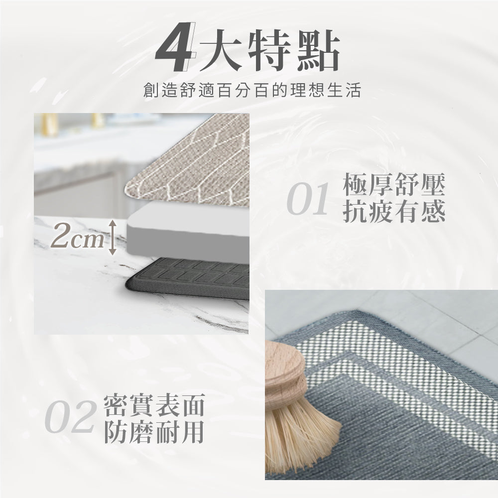 【Comfort+舒適家】舒壓抗疲勞地墊-灰藍色/燕麥色