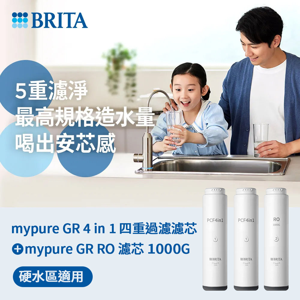 【BRITA｜限量】mypure GR RO 1000G濾芯組(一年份，共3芯)