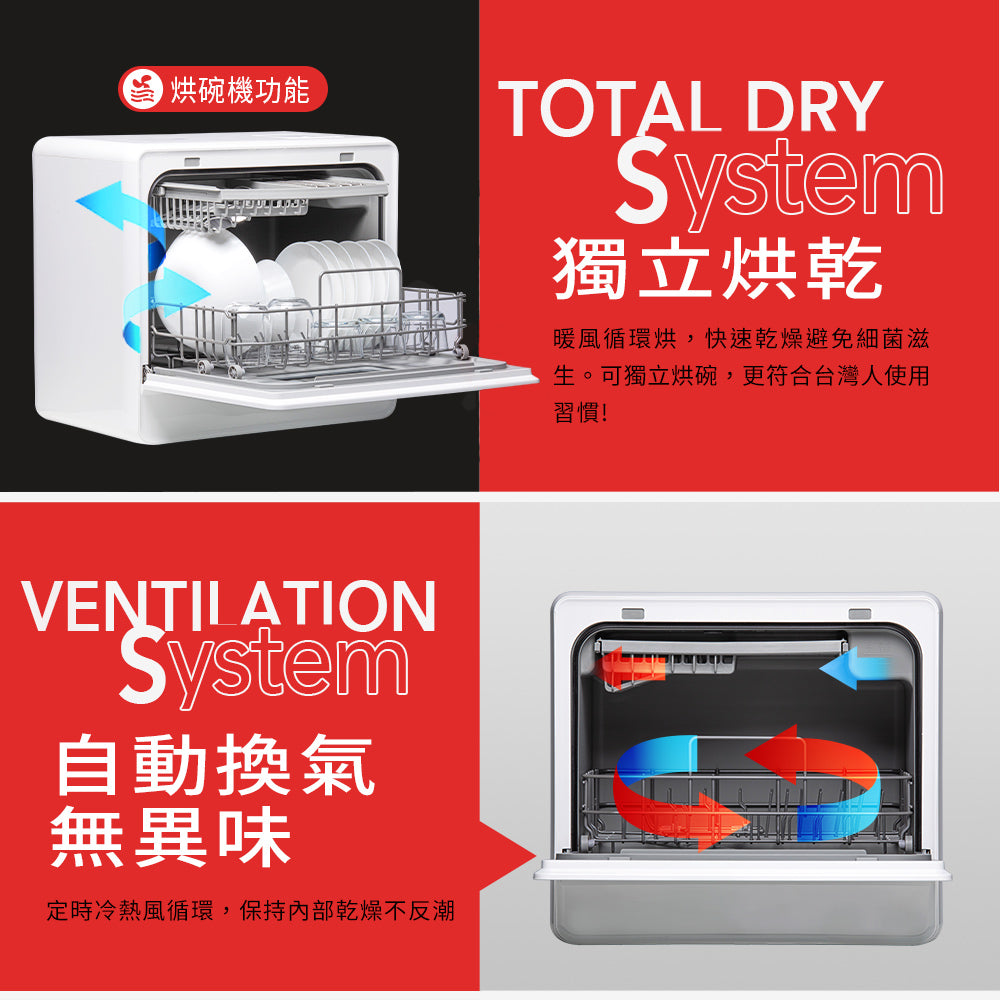【Celinda賽寧】6人份免安裝桌上型洗碗機DGF-601
