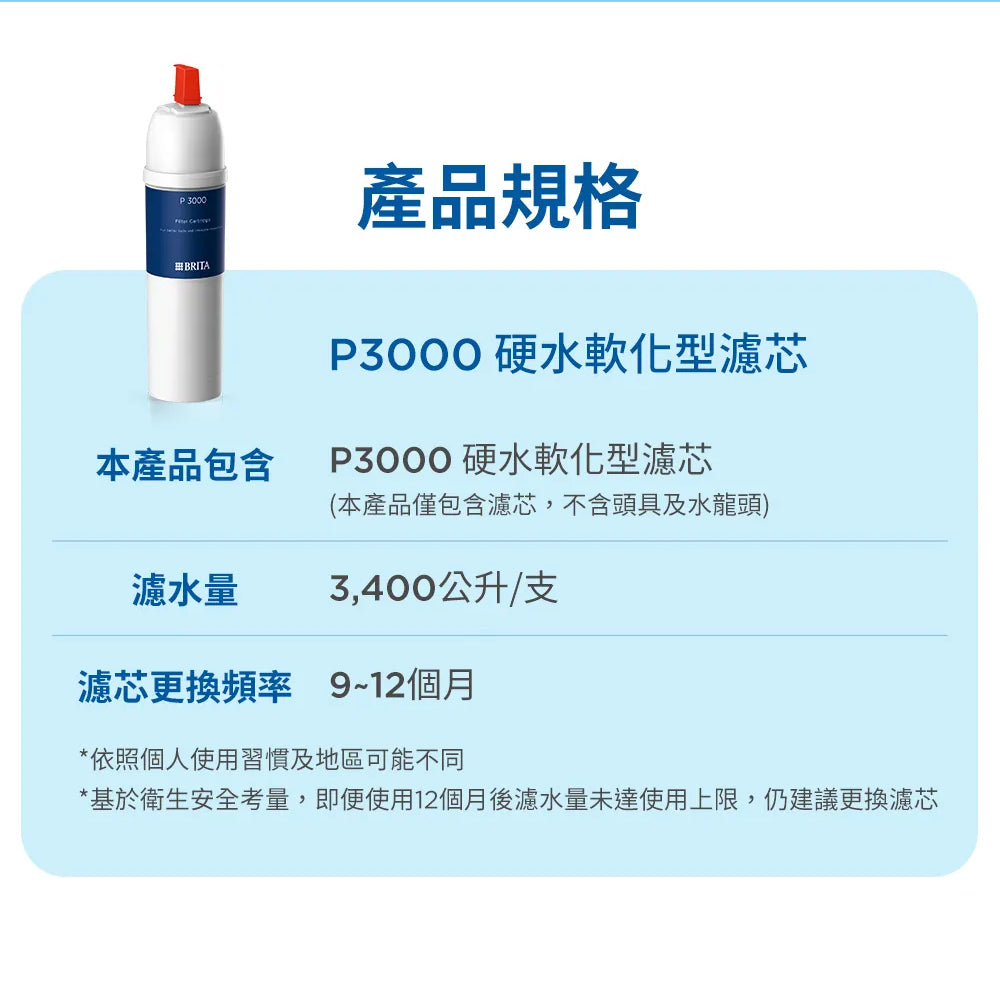 【台中遠百專用】 BRITA mypure-P3000硬水軟化型濾芯(1入組)