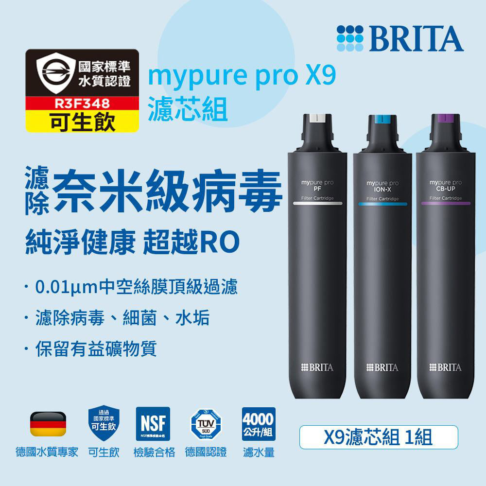 【台中遠百專用】BRITA mypure pro X9 超濾濾芯組