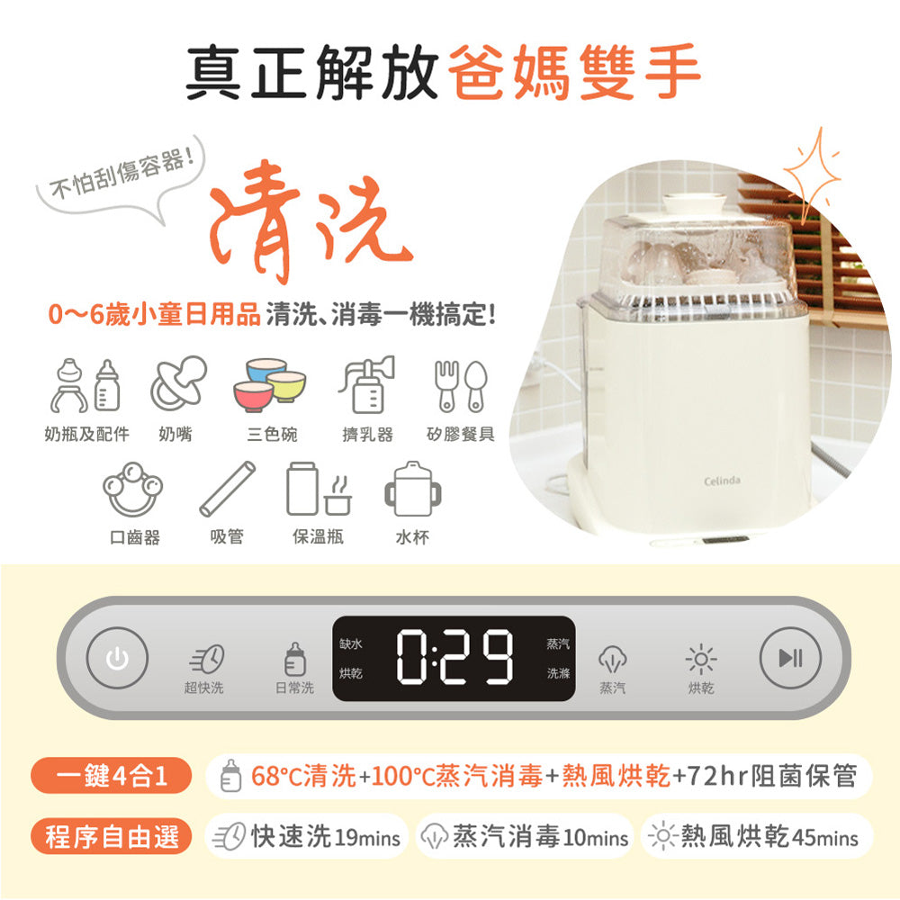 【嘉禾產後護理之家貴賓限定優惠】Celinda賽寧小淨寶奶瓶清洗機