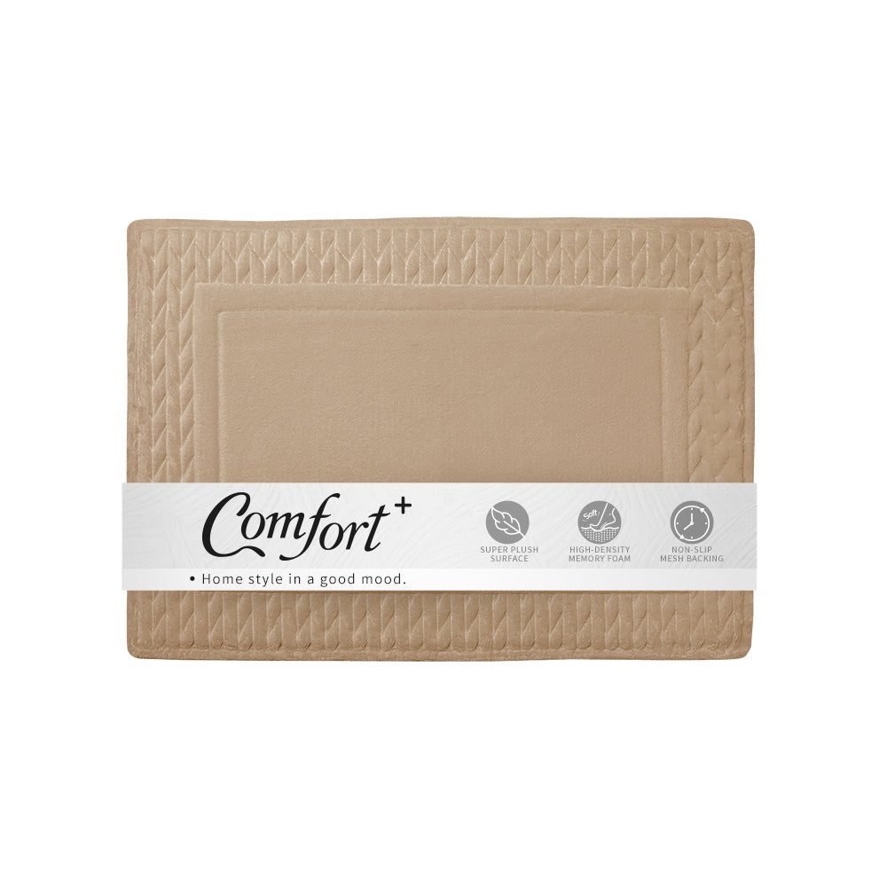 【Comfort+舒適家】3D編織記憶綿吸水地墊-亞麻色/蒼藍色/霧灰色