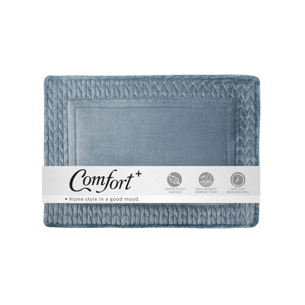【Comfort+舒適家】3D編織記憶綿吸水地墊-亞麻色/蒼藍色/霧灰色