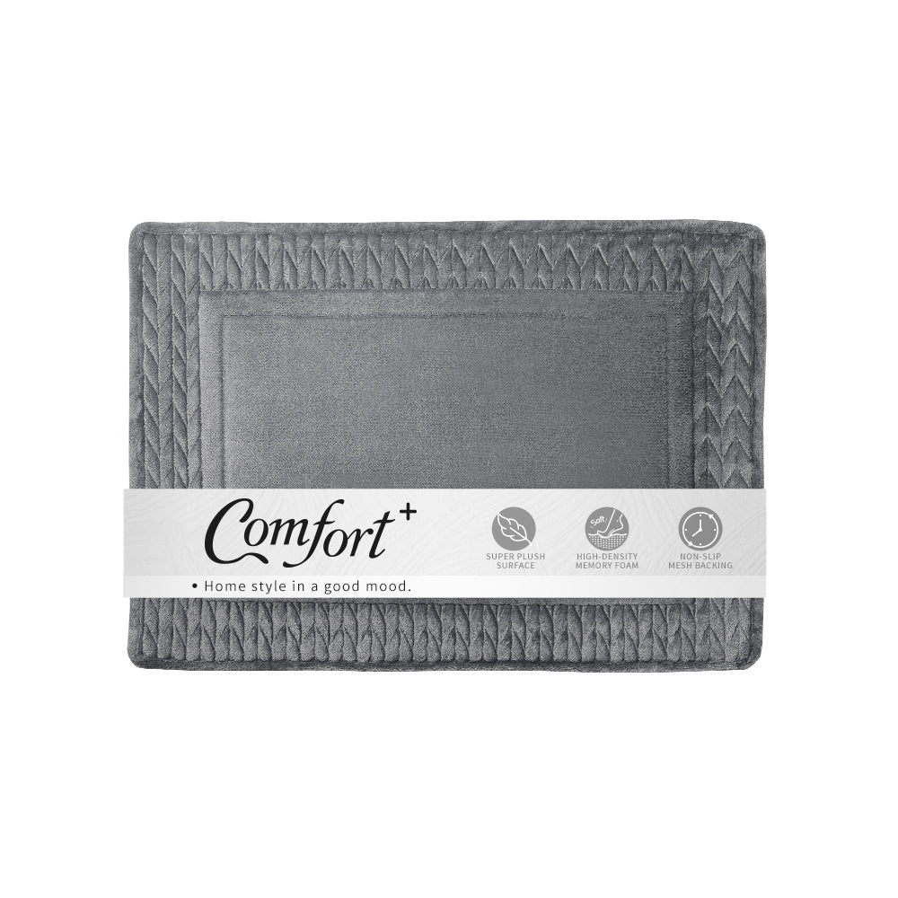 【Comfort+舒適家】3D編織記憶綿吸水地墊-亞麻色/蒼藍色/霧灰色