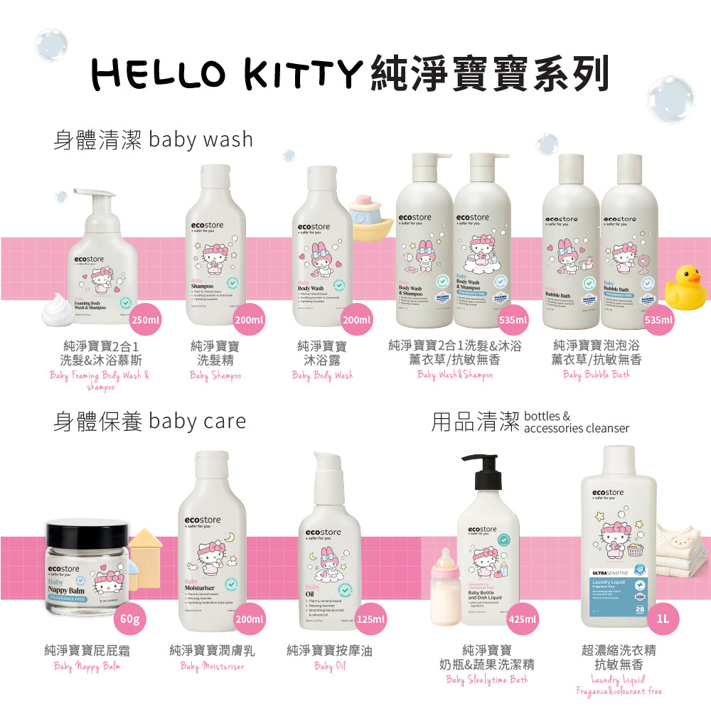 【CHIANG團購】三麗鷗聯名_ecostore_純淨寶寶奶瓶&蔬果洗潔精-425ML