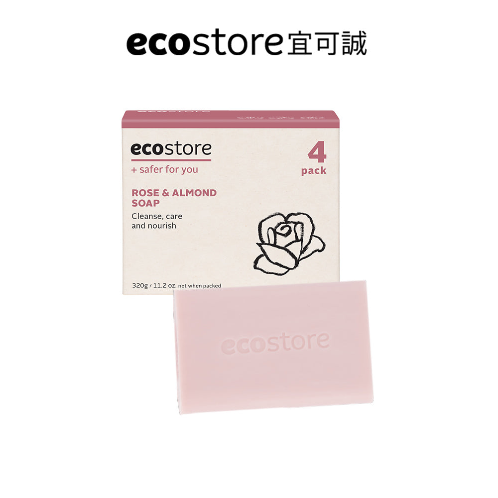 【YUKA團購】ecostore-純淨香皂-80g×4入-玫瑰杏仁油