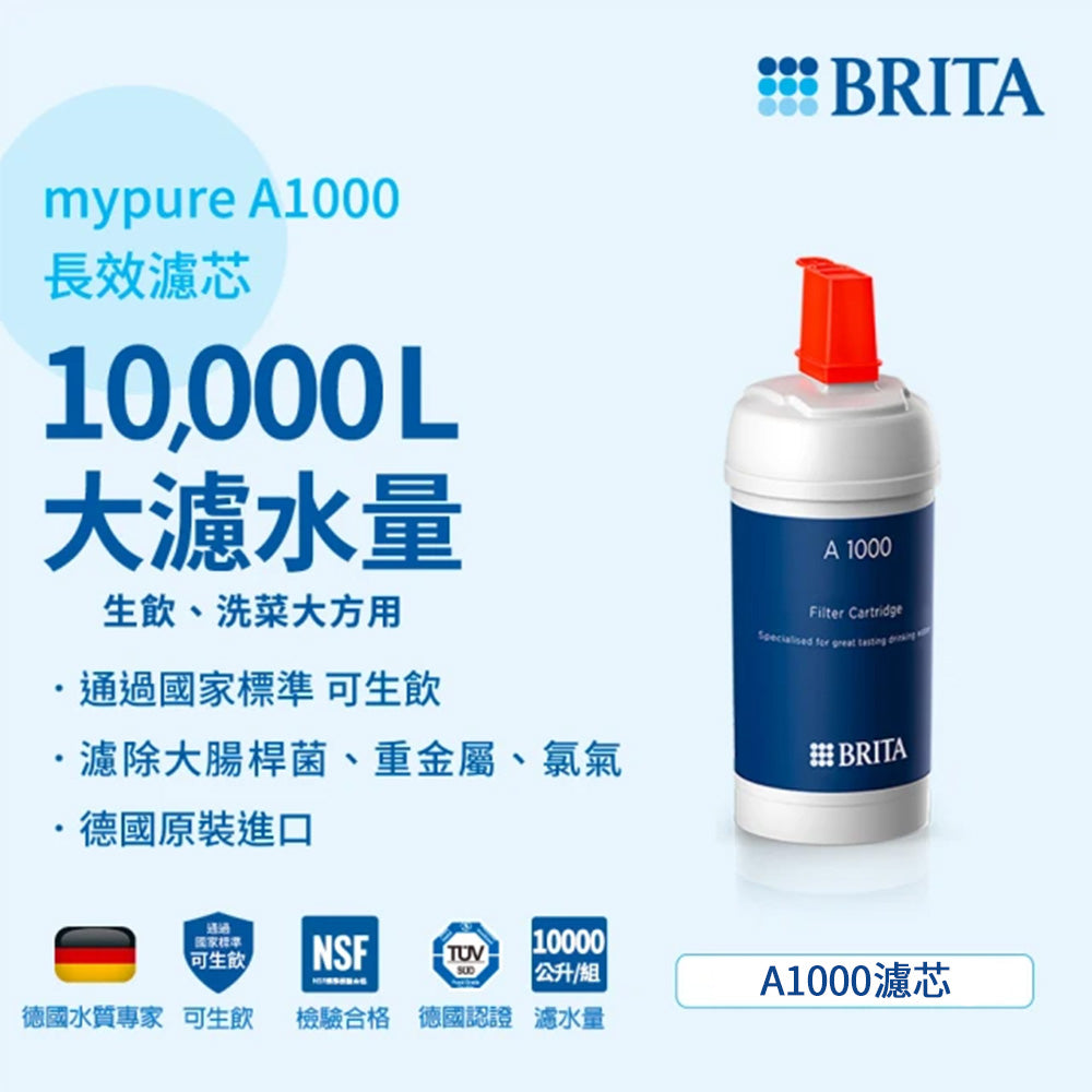 【BRITA｜限量】BRITA mypure-A1000長效型濾芯(1入組)-效期至2026/8