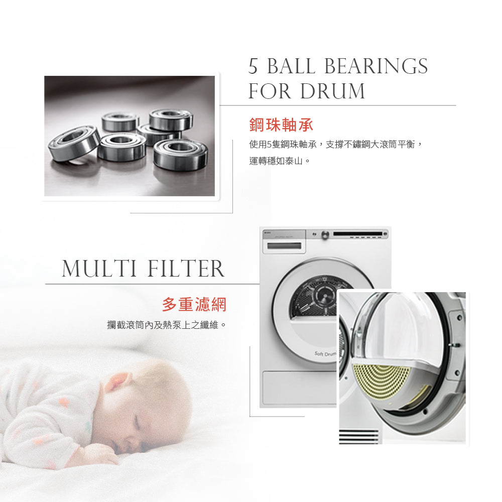 【瑞典ASKO】11公斤熱泵冷凝式滾筒烘衣機T411HD(220V)