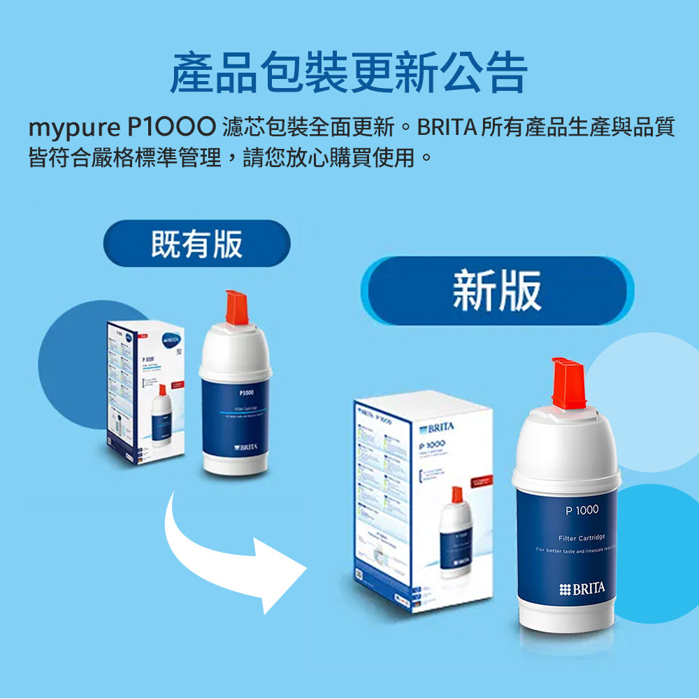 【BRITA｜限量】 mypure-P1000硬水軟化型濾芯(2入/3入組)