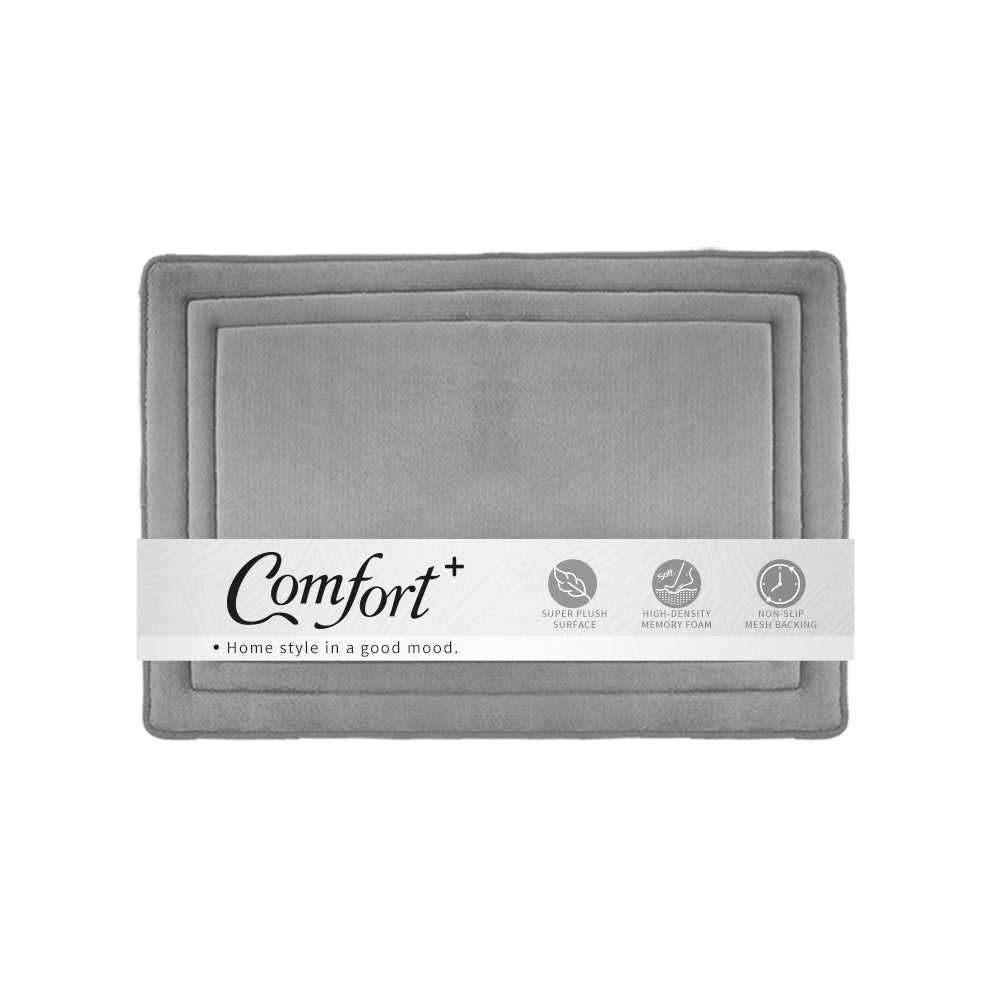 【Comfort+舒適家】UltraDry極致快乾記憶綿吸水地墊-淺灰/靛藍