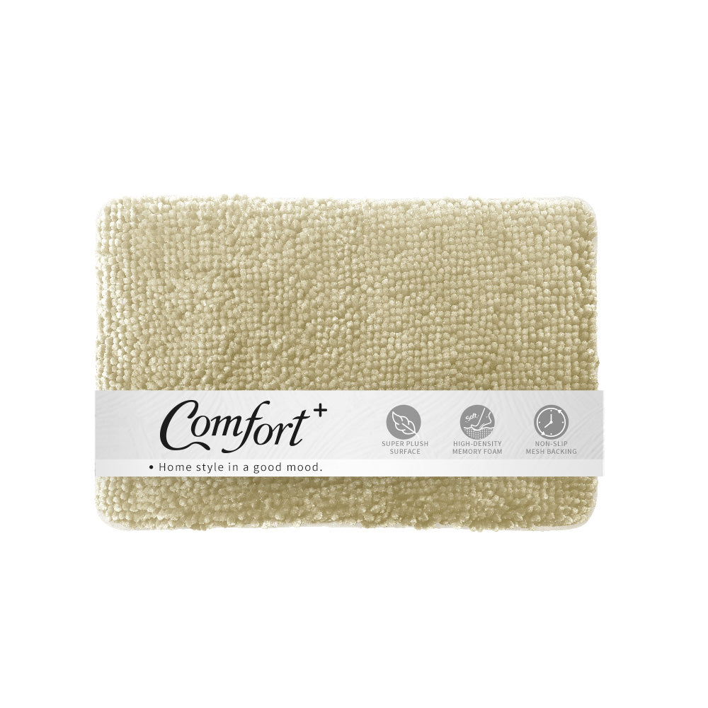 【Comfort+舒適家】亮澤雪尼爾記憶綿長毛地墊-綠色/藍色/酒紅/亞麻