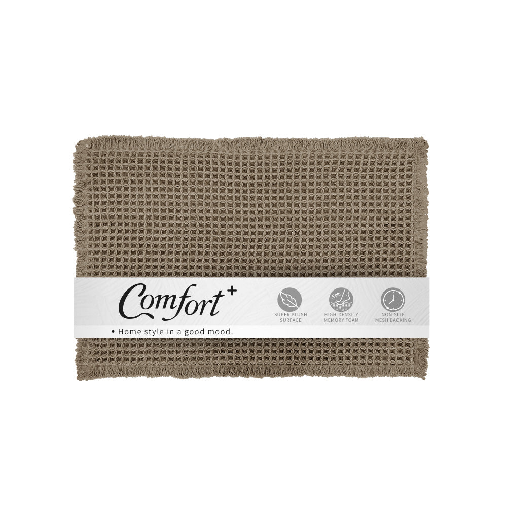 【Comfort+舒適家】鬆餅格織紋地墊-亞麻/灰色/軍綠