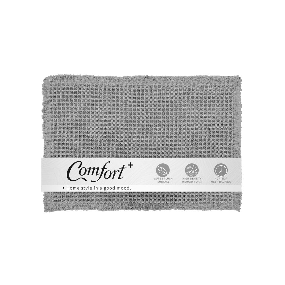 【Comfort+舒適家】鬆餅格織紋地墊-亞麻/灰色/軍綠